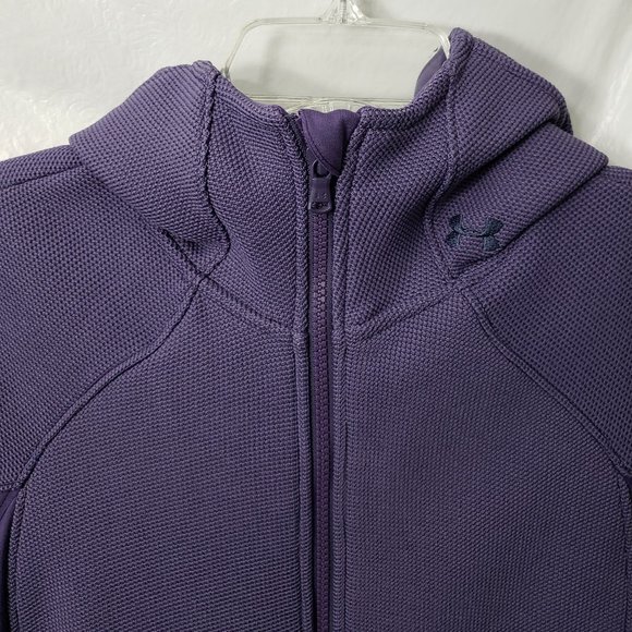 Under Armour Infared Jacket S Hoodie Thermal Waffle Knit PURPLE Cold Gear POCKET - Picture 4 of 9